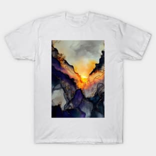 Sunset Shine - Abstract Alcohol Ink Resin Art T-Shirt